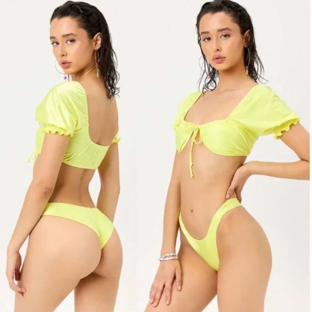 Frankies Bikinis Set Naomi Top MEDIUM Jenna Floral high waist bikini SMALL